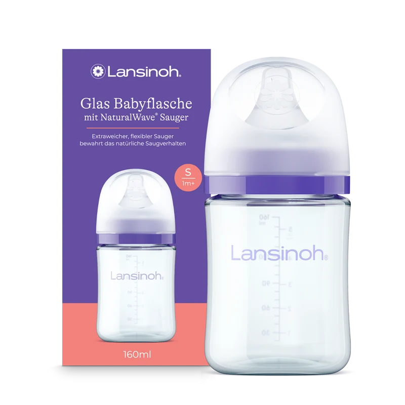 Glas Babyflasche mit NaturalWave® Sauger S, 160 ml